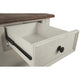 Chair Side Table | 1 Cabinet | Pull Out Tray | White & Brown