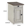 Chair Side Table | 1 Cabinet | Pull Out Tray | White & Brown