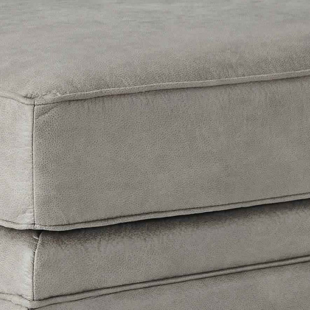Leatherette Wooden Ottoman with Nailhead Trim Details, Gray By Casagear Home