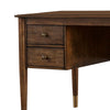 Wooden Desk with 4 Drawers and Metal Toed Feet Brown and Gold By Casagear Home BM206216