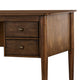 Desk | Wood | 4 Drawers | Metal Toed Feet | Brown & Gold