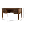 Desk | Wood | 4 Drawers | Metal Toed Feet | Brown & Gold