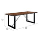 Industrial Wooden Dining Table with U Shaped Base, Brown and Black