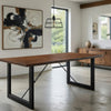 Industrial Wooden Dining Table with U Shaped Base, Brown and Black