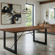 Industrial Wooden Dining Table with U Shaped Base, Brown and Black