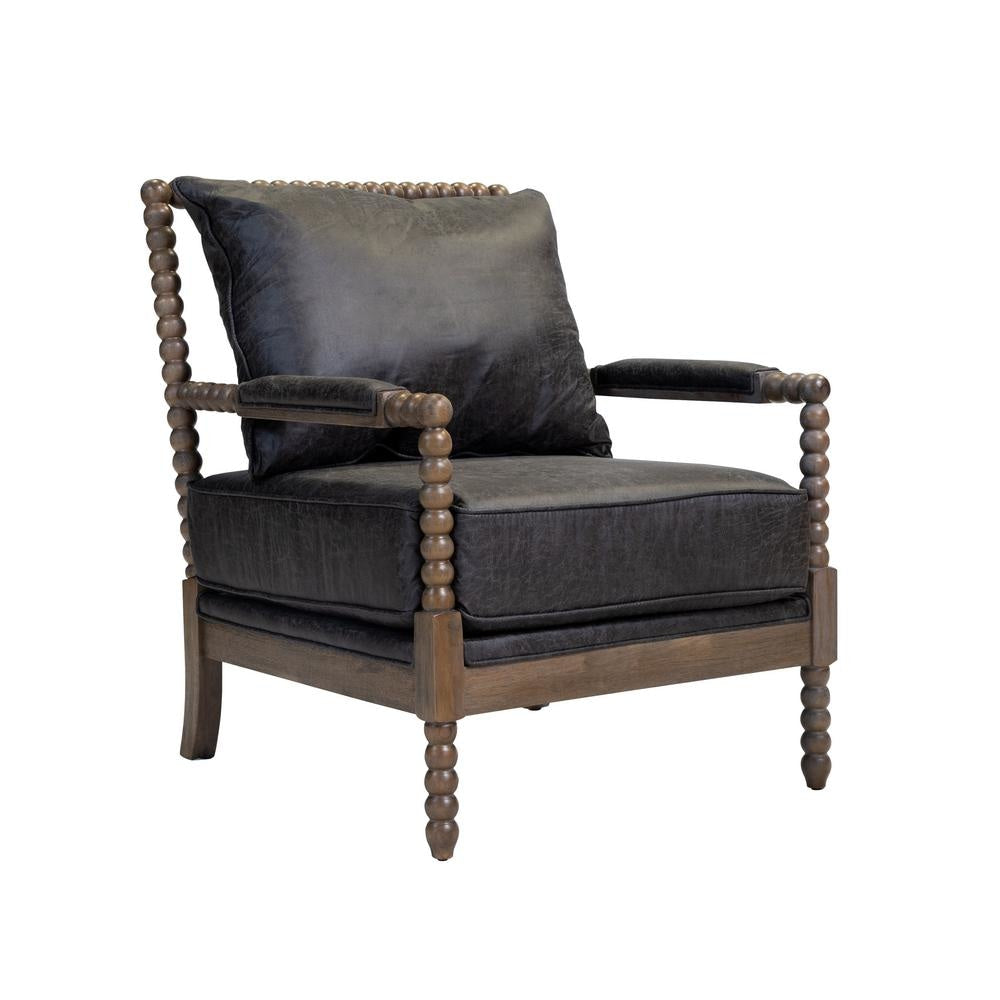 Upholstered Accent Chair with Beaded Frame Gray and Brown By Casagear Home BM206248