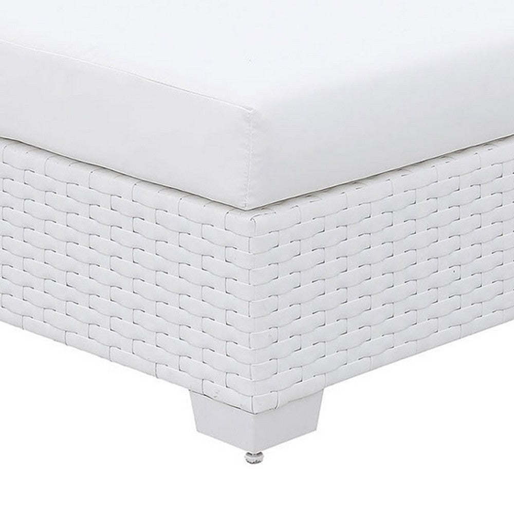 Wicker Aluminum Framed Bench with Fabric Cushion Seat White BM206265