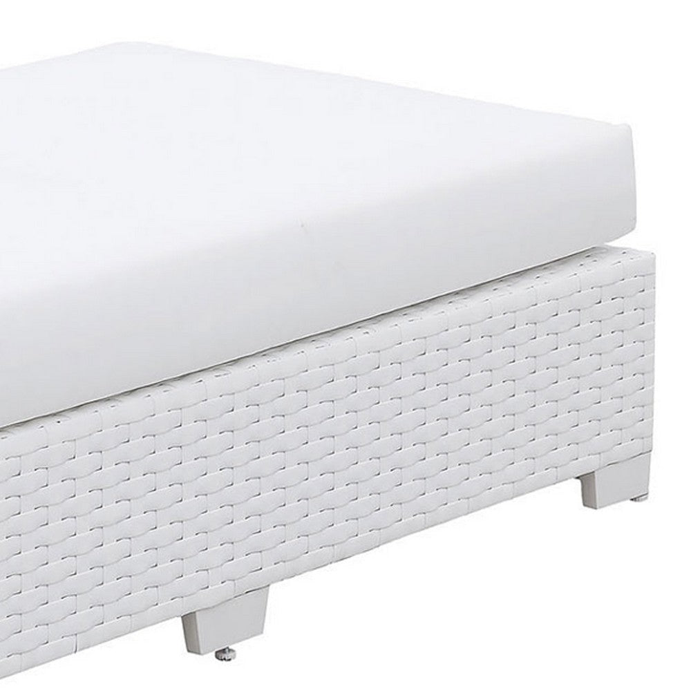 Wicker Aluminum Framed Bench with Fabric Cushion Seat White BM206265