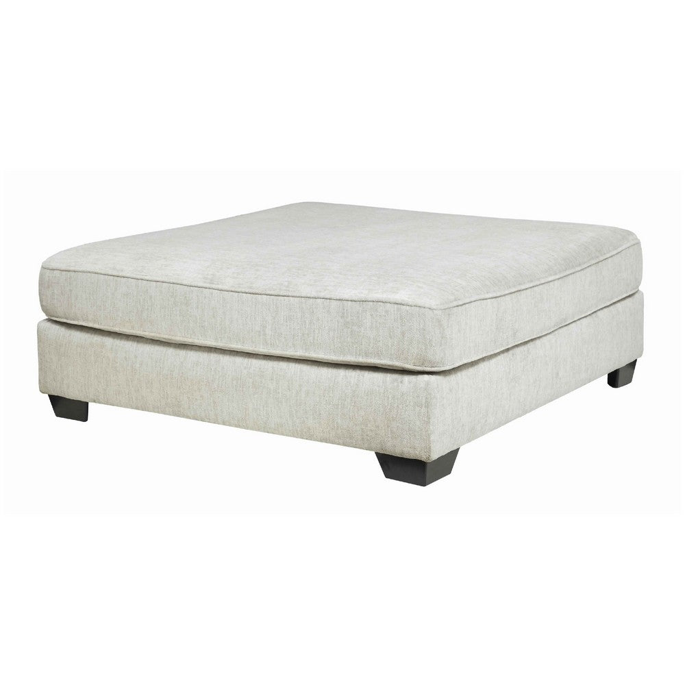 Ottoman | Oversized | Fabric Upholstered | Tapered Legs | Off White