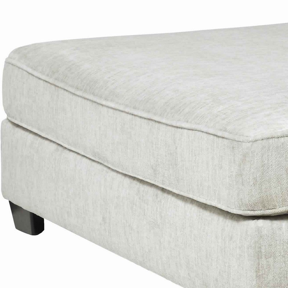 Ottoman | Oversized | Fabric Upholstered | Tapered Legs | Off White