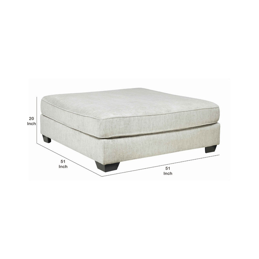 Ottoman | Oversized | Fabric Upholstered | Tapered Legs | Off White
