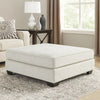 Ottoman | Oversized | Fabric Upholstered | Tapered Legs | Off White