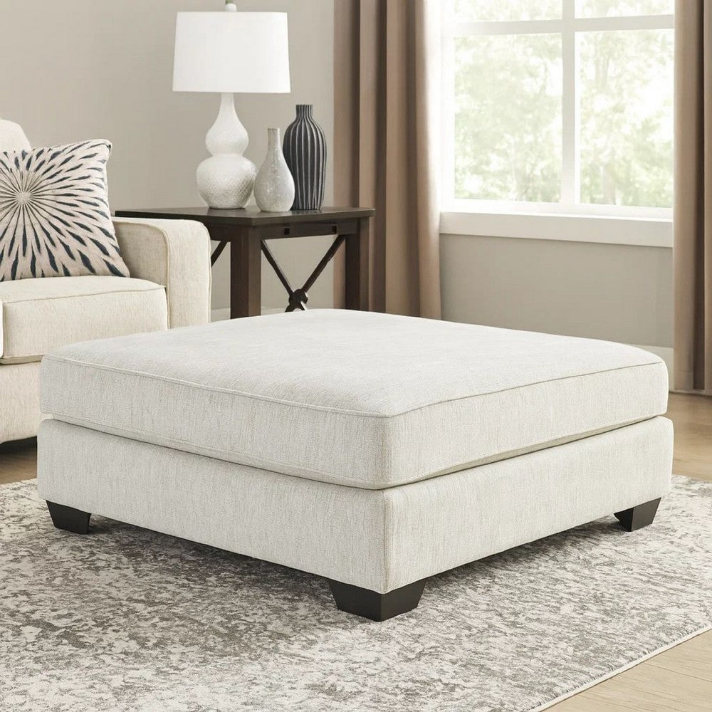 Ottoman | Oversized | Fabric Upholstered | Tapered Legs | Off White
