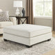 Ottoman | Oversized | Fabric Upholstered | Tapered Legs | Off White