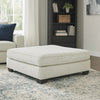 Ottoman | Oversized | Fabric Upholstered | Tapered Legs | Off White