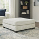 Ottoman | Oversized | Fabric Upholstered | Tapered Legs | Off White