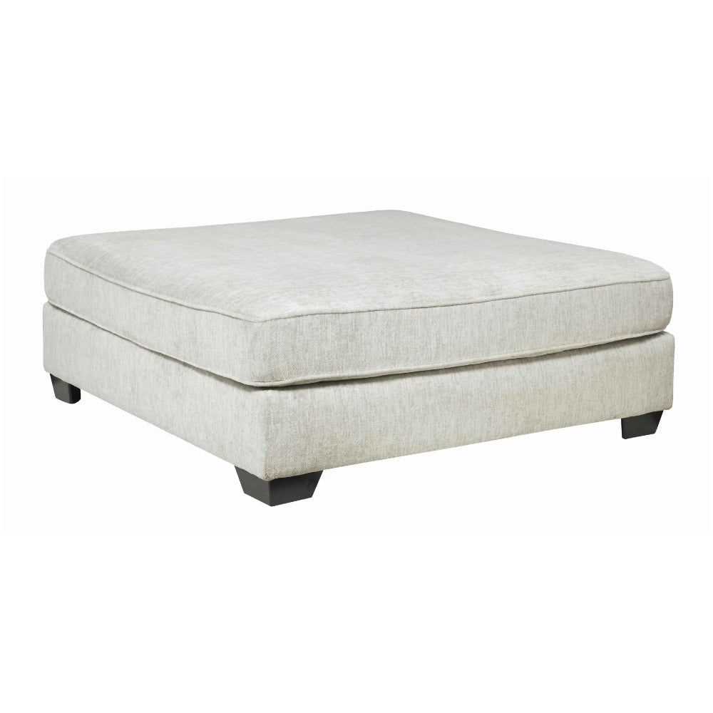 Fabric Upholstered Oversized Ottoman with Tapered Legs, Off White By Casagear Home