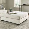 Ottoman | Oversized | Fabric Upholstered | Tapered Legs | Off White