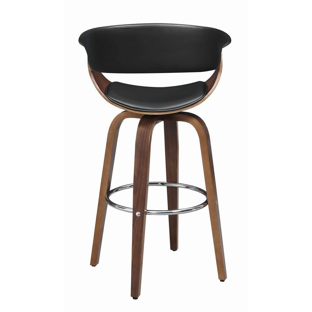 Leatherette Wooden Swivel Bar Stool with Spider Legs Brown and Black By Casagear Home BM206508