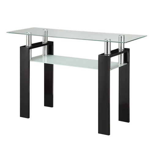 Console Table | 48" | Frosted Glass Shelf | Chrome Frame | Black