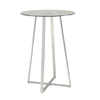 Bar Table | Round Glass Top | Angled Metal Legs | Silver & Clear
