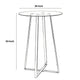 Round Glass Top Metal Frame Bar Table with Angled Legs Silver and Clear By Casagear Home BM206515