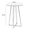 Round Glass Top Metal Frame Bar Table with Angled Legs Silver and Clear By Casagear Home BM206515