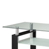 Glass Top Coffee Table with Metal Base and 1 Bottom Shelf Clear and Black BM206516
