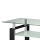 Glass Top Coffee Table with Metal Base and 1 Bottom Shelf Clear and Black BM206516