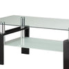 Glass Top Coffee Table with Metal Base and 1 Bottom Shelf Clear and Black BM206516