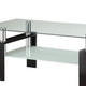 Glass Top Coffee Table with Metal Base and 1 Bottom Shelf Clear and Black BM206516