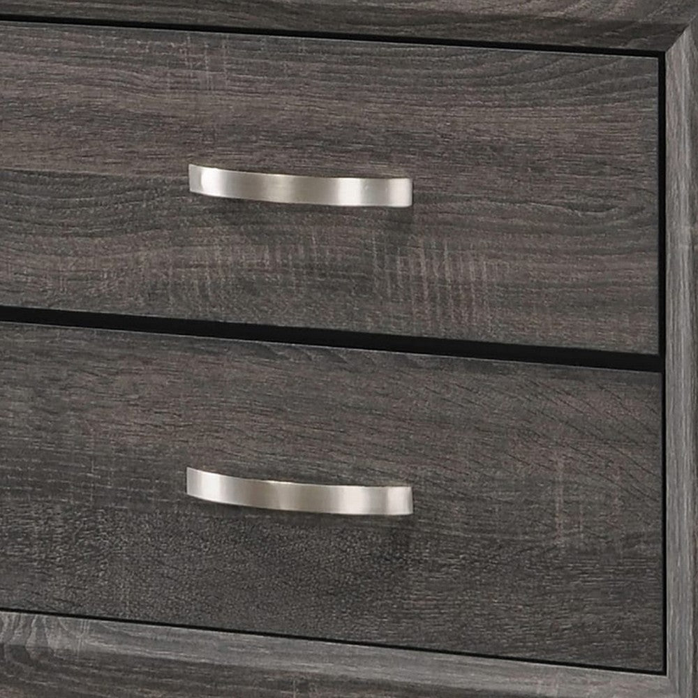 Nightstand | 2 Drawer | Chamfered Legs | Gray & Black BM206518
