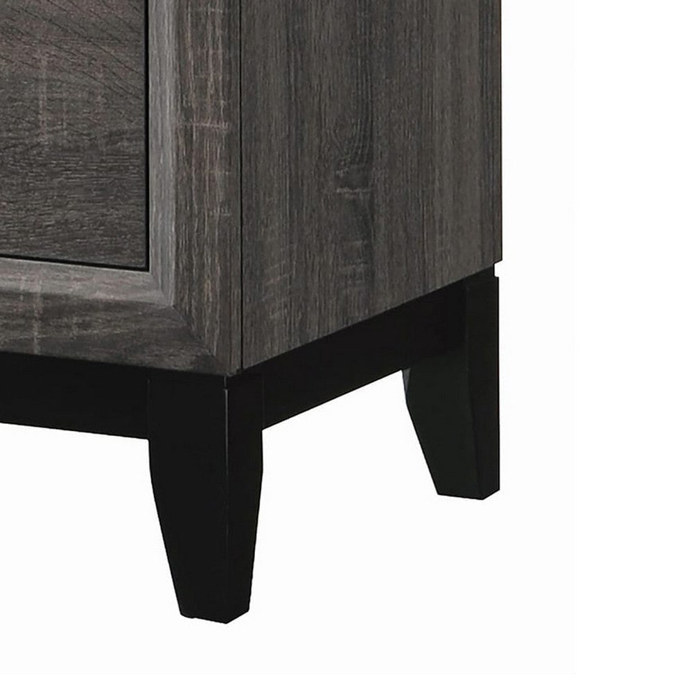 Nightstand | 2 Drawer | Chamfered Legs | Gray & Black BM206518