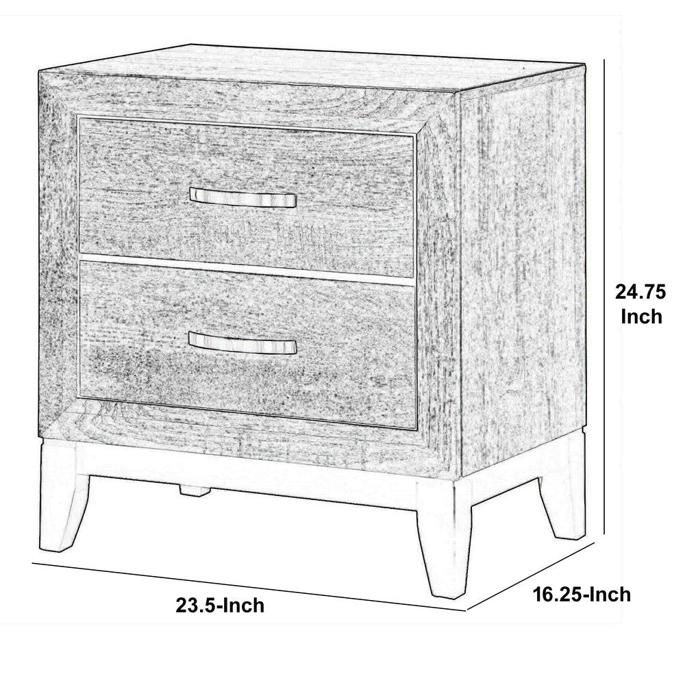 Nightstand | 2 Drawer | Chamfered Legs | Gray & Black BM206518