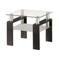 Glass Top End Table with 1 Bottom Shelf, Clear and Black By Casagear Home