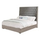 Fabric Upholstered California King Size Bed with Button Tufted Details, Gray By Casagear Home