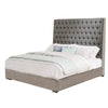 Fabric Upholstered California King Size Bed with Button Tufted Details, Gray By Casagear Home