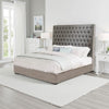 Bed | California King | Fabric Upholstered | Button Tufted | Gray