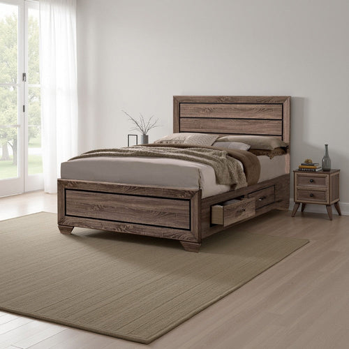Bed | King Size | Wood | Storage Drawers | Taupe Brown