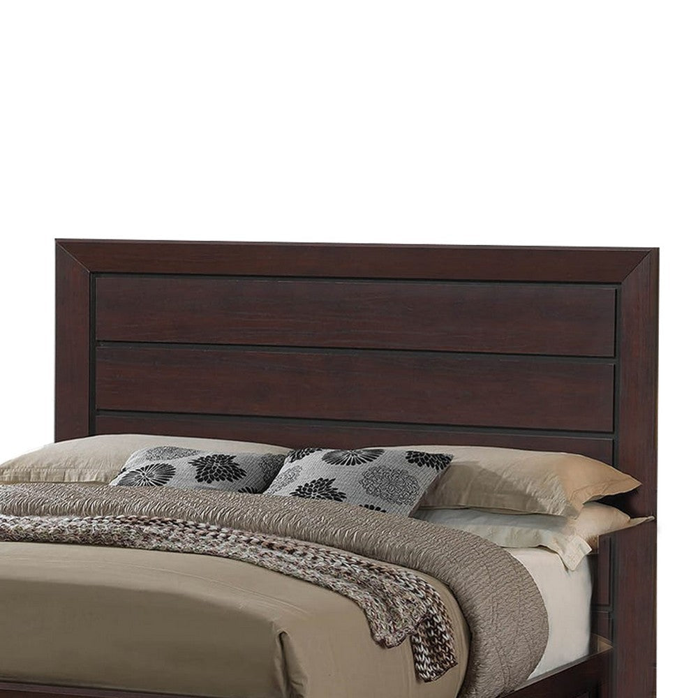 Wooden Eastern King Size Bed with Two Storage Drawers Brown By Casagear Home BM206546