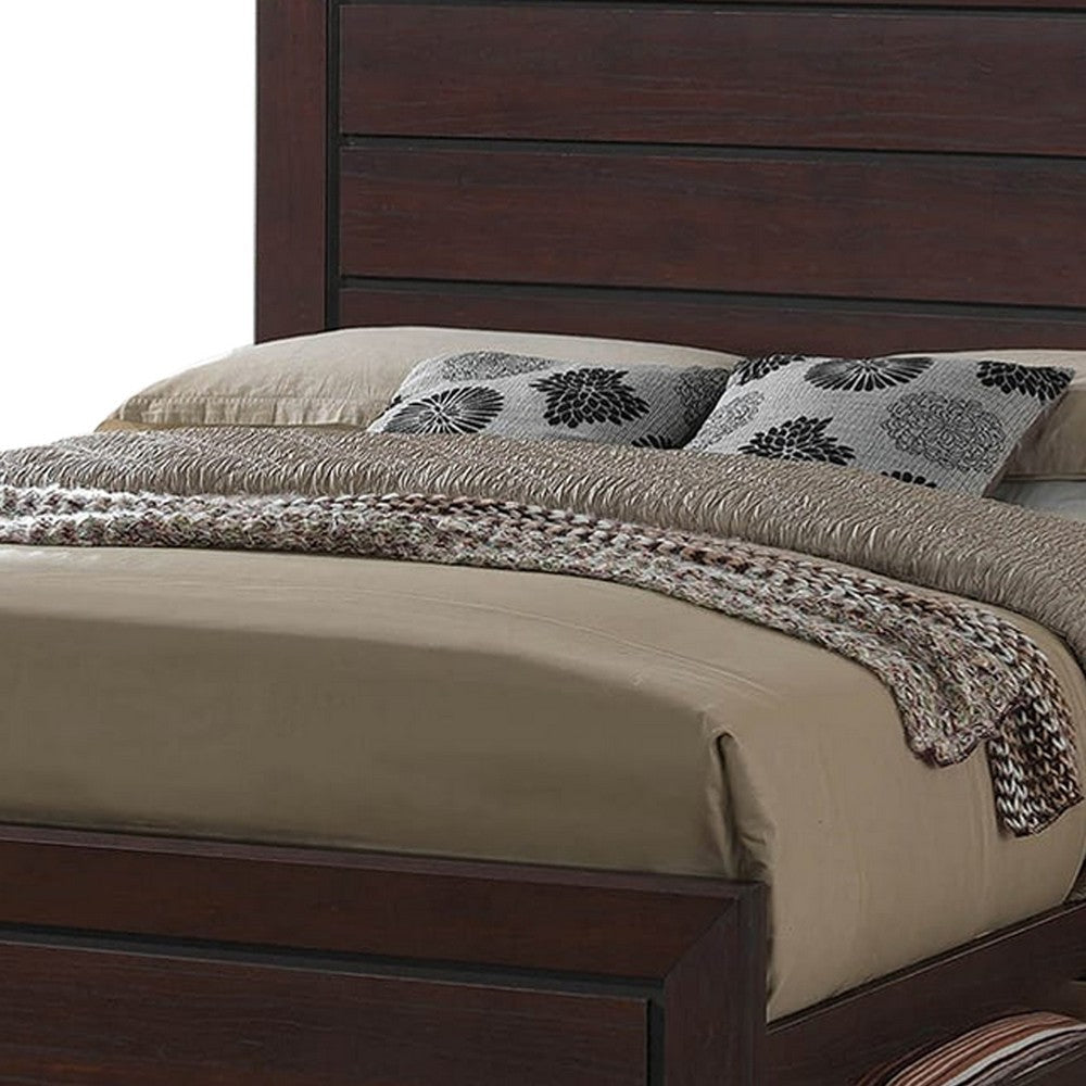 Wooden Eastern King Size Bed with Two Storage Drawers Brown By Casagear Home BM206546