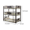 Metal Triple Bunk Bed with Built in Ladder Bronze By Casagear Home BM206557