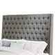 Fabric Upholstered Wooden Queen Size Bed with Button Tufted Details Gray BM206561