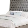 Fabric Upholstered Wooden Queen Size Bed with Button Tufted Details Gray BM206561