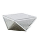Coffee Table | Diamond Shape | Wood & Mirror | Crystal Inlay | Silver