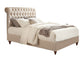 Fabric Upholstered Wooden Queen Bed with Button Tufted Headboard, Beige