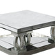 Wood and Mirror Coffee Table with Unique C Shaped Supports Silver BM206577