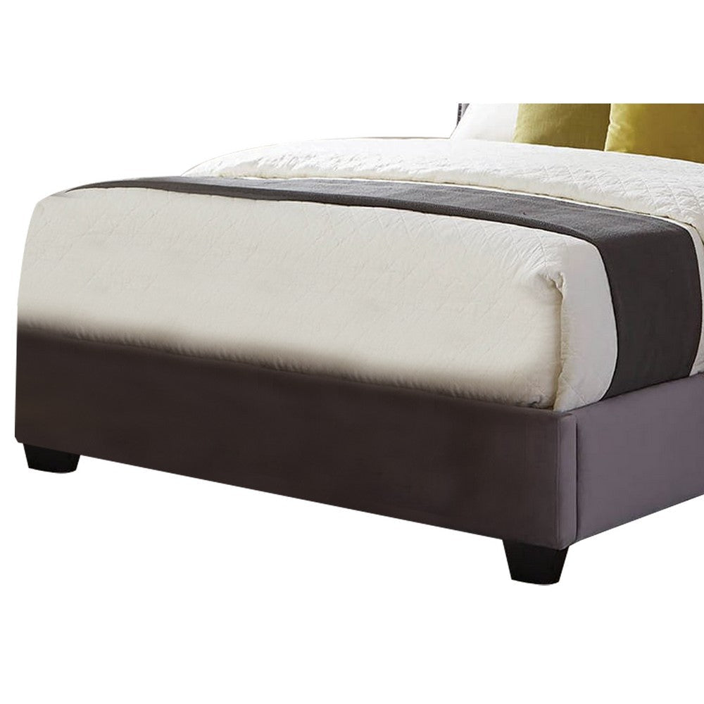 Fabric Upholstered Wooden Queen Size Bed with Winged Headboard Gray By Casagear Home BM206588