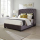 Bed | Queen | Fabric Upholstered | Winged Headboard | Gray