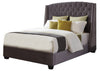 Fabric Upholstered Wooden Queen Size Bed with Winged Headboard, Gray By Casagear Home